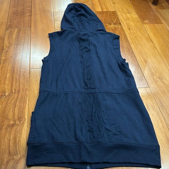 Athleta Lotus Vest Hoodie Navy Blue Long Full Zip Sleeveless size XXS - Picture 6 of 13
